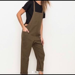 Olive linen jumpsuit